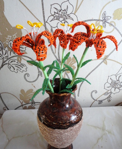 тигровые лилии из бисера