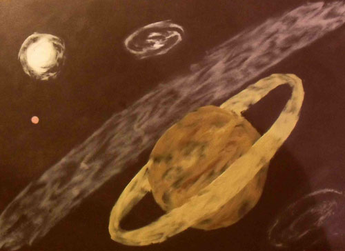сатурн, рисунок из пластилина